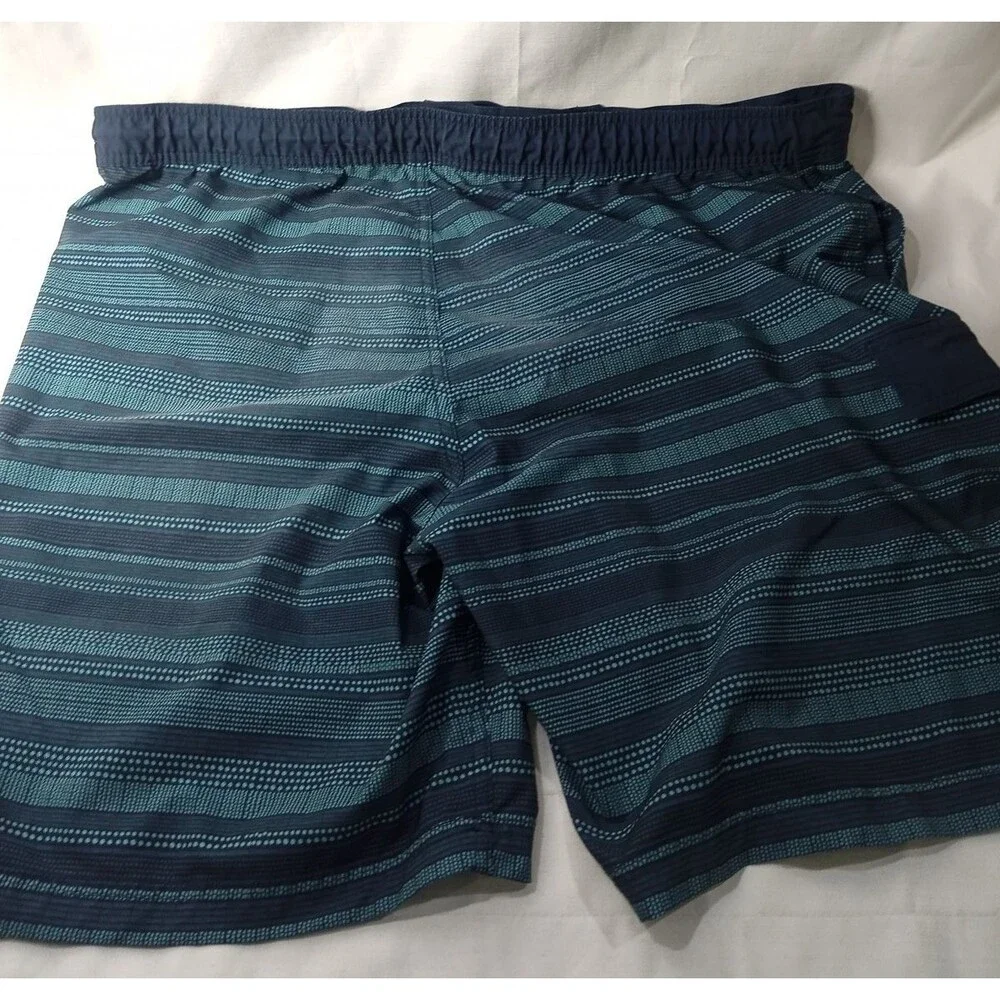 George Men’s Swim Trunks Board Shorts Blue Teal Stripe Size XL 40-42